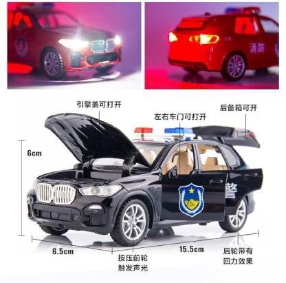 Image of Exclusive Alloy Metal Pull Back Die-cast Car Scale Model with Sound Light Mini Auto Toy for Kids Metal Model Toy Car with Sound and Light?New Version? (1.32 Scale B-M-W-X7 Police - RED)