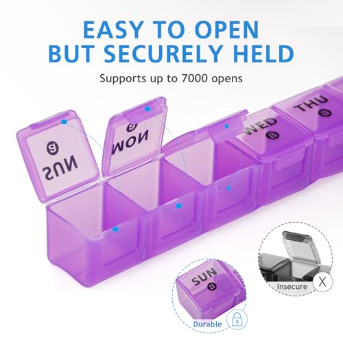 Image of 2-Pack Large Weekly Pill Organizer,Vitamin Pill Box Organizer 7 Day with Big Compartments, Am Pm Pill case for Travel,XL Medicine Organizer 14 Day for Fish Oils, Vitamin Holder Supplement