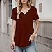 Women Shirt Short Sleeve Casual Stylish Top Shirts Shirt and Shirt Set Women (S) Wine