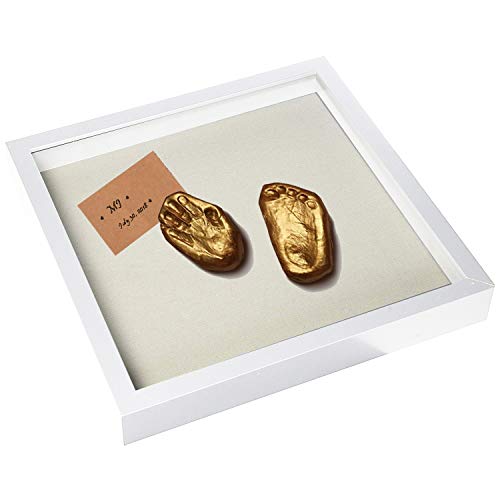 EDGEWOOD Square Shadow Box Picture Frame Linen Background Real Glass Front for Memorabilia, Scrapbooking, Keepsake, 12x12, White