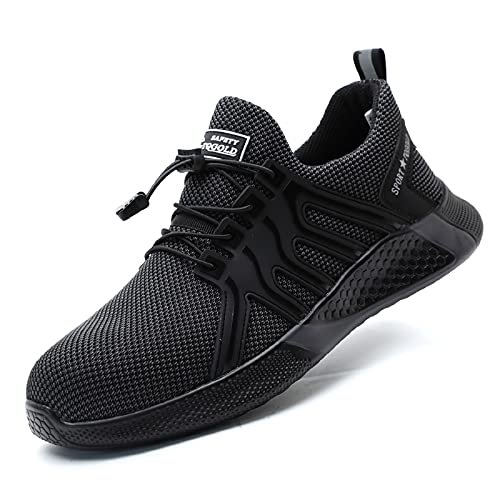 AONEGOLD Zapatos de Seguridad Hombre Mujer Ligeras Respirable Zapatos de Trabajo Punta de Acero Anti-Deslizante Calzado de Industrial(Gris 1,Tamaño 43) Cover