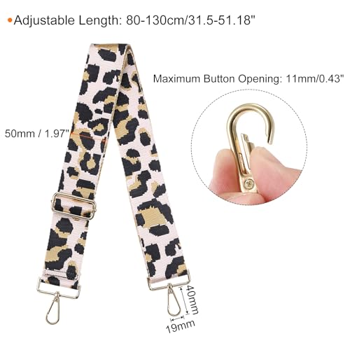 Image of uxcell Purse Strap Replacement, 31-51inch Adjustable Polyester Leopard 2inch Wide Crossbody Shoulder Strap for Handbag Guitar(Pink, Gold Buckle)
