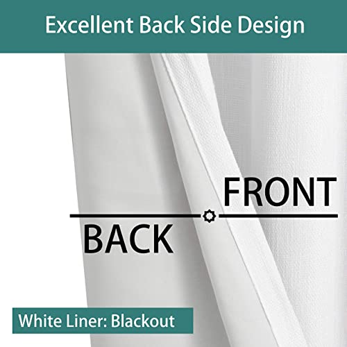 Lordtex Linen Look Textured Blackout Curtains With Thermal Insulated Liner - Heavy Thick Grommet Window Drapes For Bedroom, 50 X 95 Inches, White, Set Of 2 Panels #TOP3
