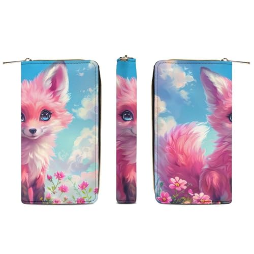 Cute Fox Wristlet Wallets for Men Women Leather Purse Clutch Cute Card Holder3
