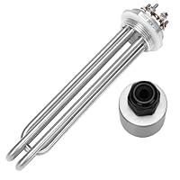 DERNORD 220V 2KW 1-1/2 Zoll Heizelement 3U Warmwasserbereiter BSP Edelstahl Flansch Heizstab und Deckel aus Edelstahl