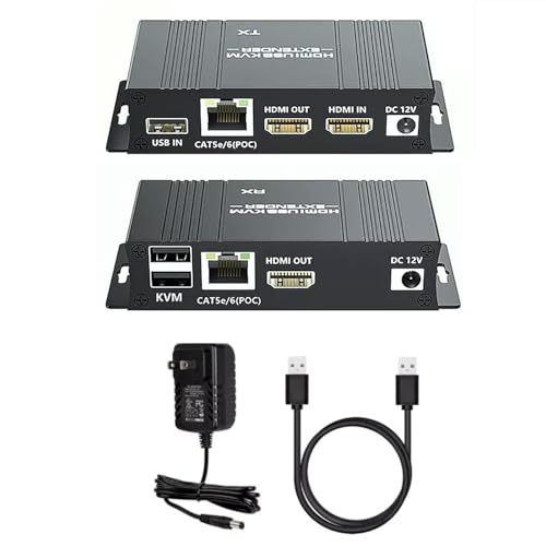 HDMI KVM USB Extender Over CAT5e CAT6, Extend 1080p@60Hz Audio Video Up to 60m Support Keyboard Mouse