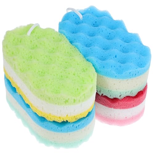 CLISPEED 4 Piezas Esponja De Baño Esponja Corporal Exfoliante Piel Suave De Uso Ducha Accesorios De Baño Para