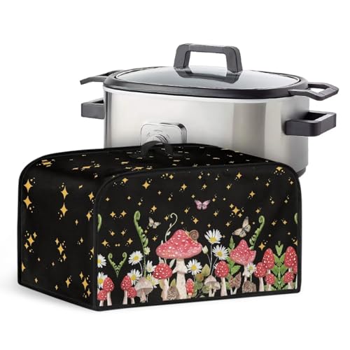 Mintulipy Mushroom Daisy Slow Cooker Cover Lightweight Butterfly Cover with Portable Handle and Oragniser Bag for Accessories Washable