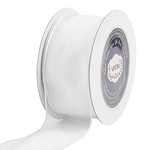 image for VATIN Christmas Ribbon Sheer Organza Wired Ribbon 1-1/2 inch 25 Yards 
