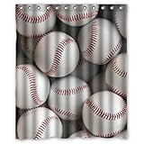 Custom It baseball balls sports Design stall mildew resistant Waterproof Bathroom Fabric Shower Curtain 60