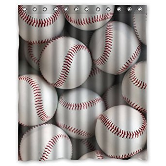 FMSHPON Baseball Balls Design Waterproof Bathroom Fabric Shower Curtain 60 x 72 Inches