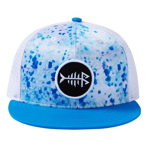 Image of BASSDASH Flat Brim Trucker Cap Adjustable Snapback Hat Mesh Back for Men Women