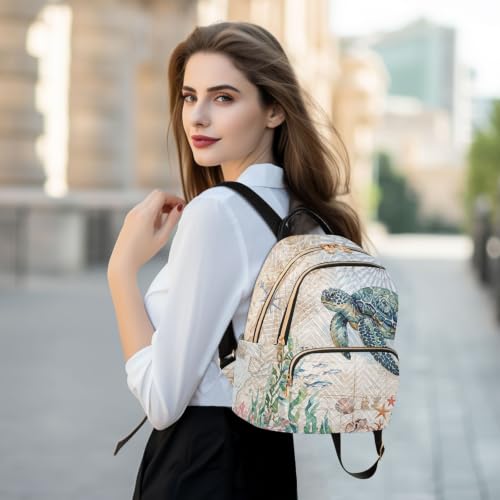 Image of Sea Turtle Quilted Backpack Purse for Women Fashion Small Backpack M | Shoulder Bag Travel Casual Daypack