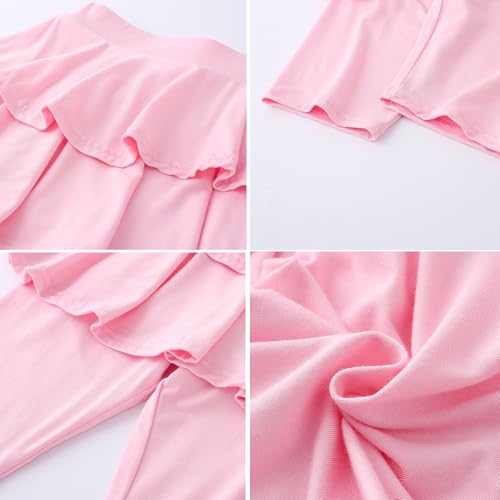 Girls 4-12 Years Knee-Length Skirted Leggings, Summer Stretchy Athletic Pants for Toddler Kids - Breathable & Durable4