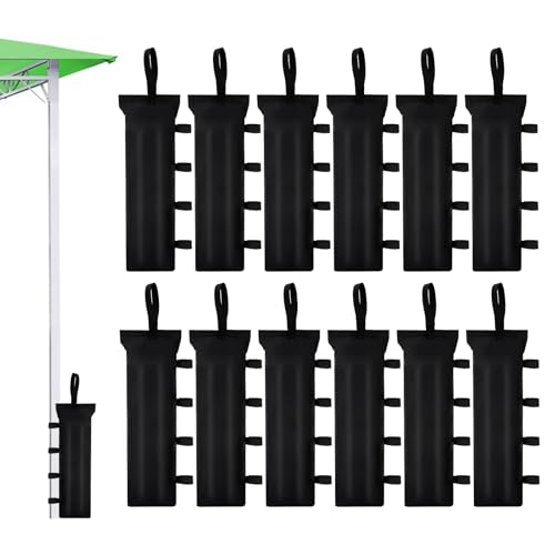 IANFAN 12 Pack Extra Large Sand Bags for Canopy Legs, 264 LBS Heavy Duty Canopy Weights Sand Bags for Canopy Outdoor Windproof Pop Up Tent Umbrella Pool, Black (Without Sand)
