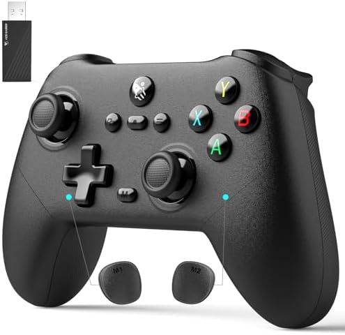 （05:30時点） AceGamer pluto pc コントローラー 2.4Gレシバー付きワイヤレスコントローラー TMRスティック ホール効果アナログトリガー 1000HZ デッドゾーンなし トリガー振動・Turbo連射・振動調整機能・マクロ機能搭載 Switch/PC/Android/iOS/Steam Deckに対応でき (ブラック)