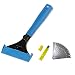 KLHB-YF Wallpaper Scraper Tool，4-Inch Heavy Duty Stainless Steel Blade，9-Inch Blue Plastic Handle Wall Cleaning Tools with 10 Pieces Replacement Blades (Blue)