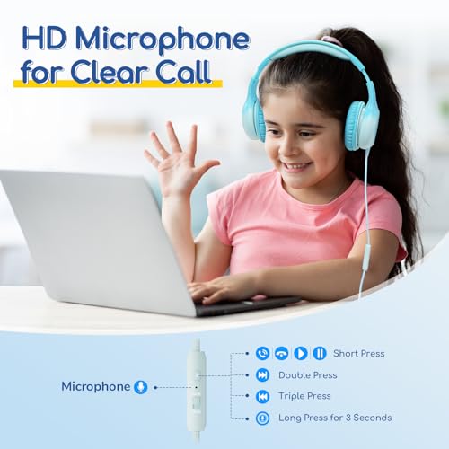 Image of EarFun K1 Kids Headphones Wired with Mic, Volume Limit Headphones for Kids