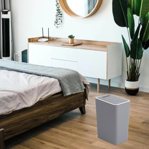 HIKENRI 9L Mülleimer Bad,Mülleimer Küche,Schmaler Mülleimer Mit Deckel Mülleimer Geruchsdicht Pop-Up Deckel PP Material für Bad,Küchen,Büro,Wohnzimmer,Schlafzimmer,WC Mülleimer (Weiß)
