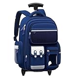 Mochila Escolar com Rodinha, Compartimento para guardar lap�s, caneta e objetos mochila de carrinho resistente � �gua (azul.)