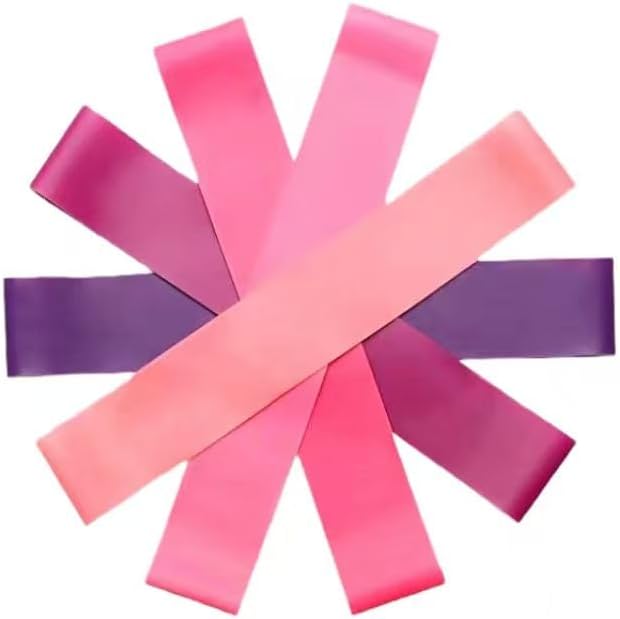 5-Piece Pilates Resistance Bands Set  Multi-Resistance Level Workout Bands for Pilates, Strength Training & Flexibility Stretching (Pink & Purple)