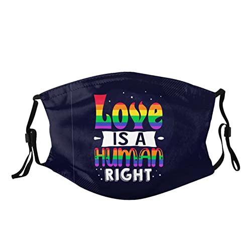 NSUAJOF Love Is A Human Right Lgbtq Face Mask Scarf, Washable Reusable Bandana Balaclava Masks With 2 Filters, For Adult Men & Women