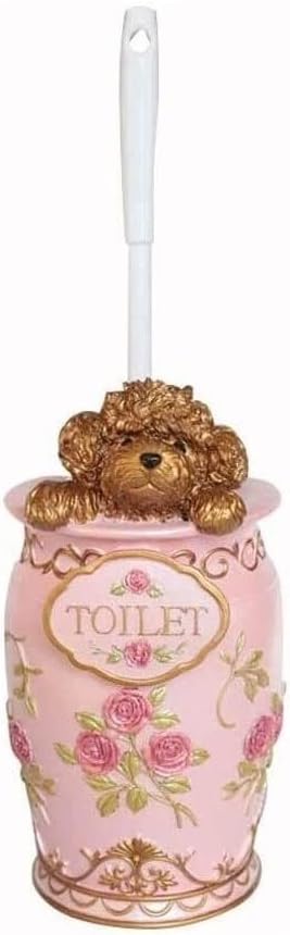 Toilet Brush Holder Toilet Brush and Holder Resin Toilet Brush and Holder Bathroom Toilet Toilet Brush Set Poodle Dog with Base Removable Toilet Bowl Brush Toilet Bowl Brush and Holder ( Color : Pink