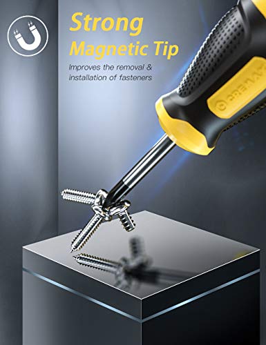 Magnetic Screwdriver Set 57 PCS Includes Slotted/Phillips/Torx Mini Precision Screwdriver, CREMAX Non-Slip Repair Tool Kit with Replaceable Screwdriver Bits for Repair Home Improvement Craft