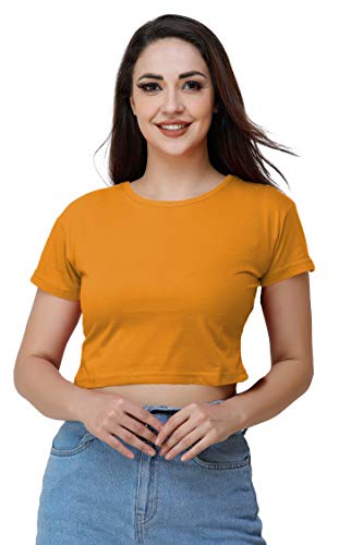 Image of Lime Women's Basic Short Sleeve Round Neck Crop Top