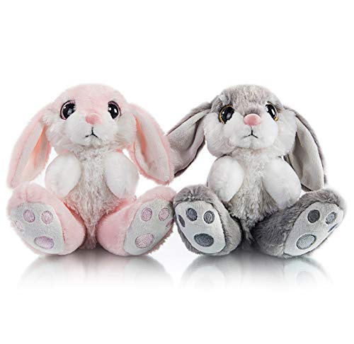My Oli 8.5" Plush Bunny Stuffed Animal Rabbit Floppy Ear Sitting Bunny Plush Rabbit Bedtime Friend Plush Toy Gifts For Kids Girls Boys, Gray #TOP6