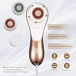 Electric Face Brush Scrubber Rechargeable Facial Exfoliator IPX-7 Waterproof Spin Cleanser Rotating Spa Machine for Exfoliating, Massaging and Deep Cleansing with 4 Brush Heads - Image 5