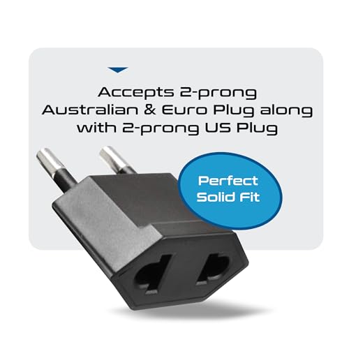 Image of Ceptics USA, Canada to European Plug Adapter - Type C Adapter compatible in Europe, Canada to European travel plug adapter Ideal for Phones, Camera & more - CE Certified - RoHS Compliant - 6 Pack
