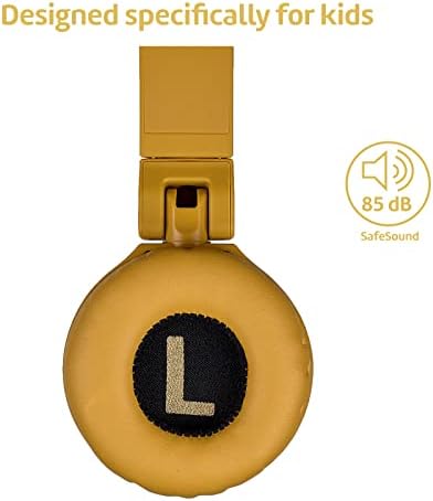 POGS kids bluetooth headphones | The Gecko | Foldable and robust headphones for kids from 3 years with volume control, microphone, volume limiter 85 dB | Music-sharing function (yellow wireless)