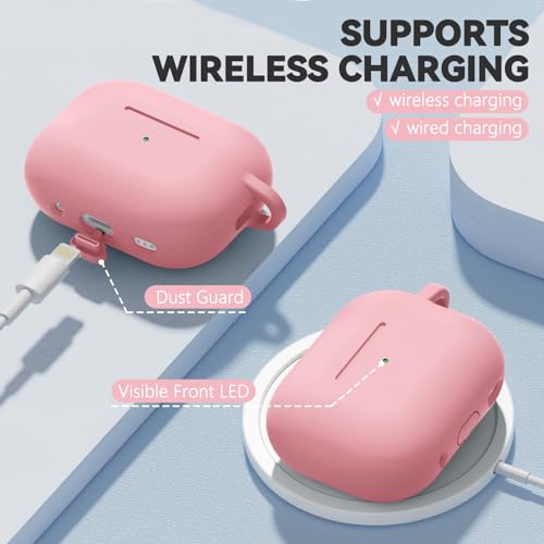 Image of Ljusmicker for AirPods Pro 3 Case 2025 with Cleaner Kit,Soft Silicone Protective Cover for Apple AirPods Pro 3rd Generation Cases for Women Men,for AirPod Pro 3 Cover with Keychain-Magnetic Pink