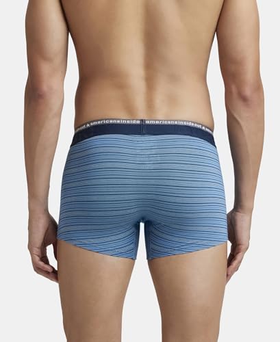 Image of Jockey US68 Men Super Combed Cotton Elastane Stretch Stripe Trunk with Ultrasoft Waistband