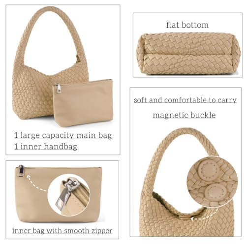 Bolso tejido para mujer, de cuero vegano, bolso bandolera y cartera pequeño, bolso de compras a la moda miniatura 5