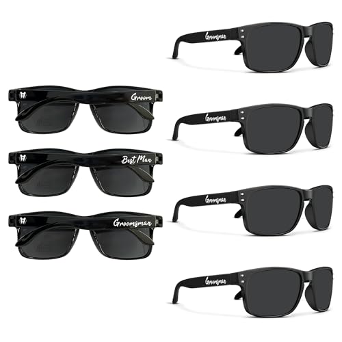 7 Pack Groomsmen Sunglasses - Team Groom Sunglasses Set for Groomsman Proposal Gifts, Bachelor Party Favors