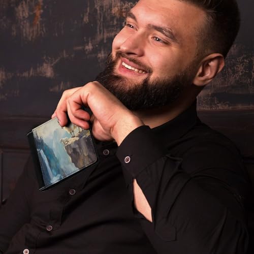 Goats Lambs on Cliff Mountains Fashion Bifold Wallets for Men Women Slim & Thin Credit Card Holder Wallet Purse4