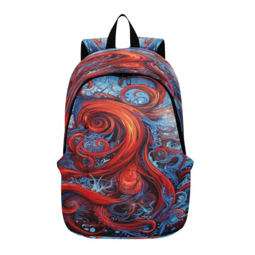 Sac à dos pieuvre rouge pour ordinateur portable et grand voyage