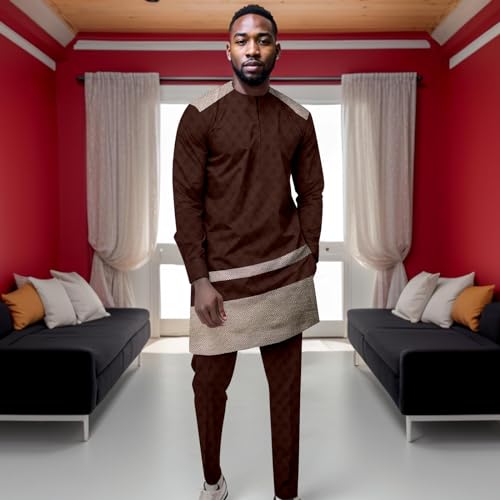 African Men Clothing Dashiki 2 Piece Set Male Shirt Pants Suits Casual Wedding Party Church Outfits Attire2
