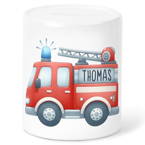 Feuerwehr Spardose Mit Hammer | Notfall-Geldbox Zum Einschlagen | Aus Holz Für Büro & Zuhause