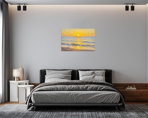 Tableau-Soleil jaune Mer moderne pour image muraux salon et chambre
