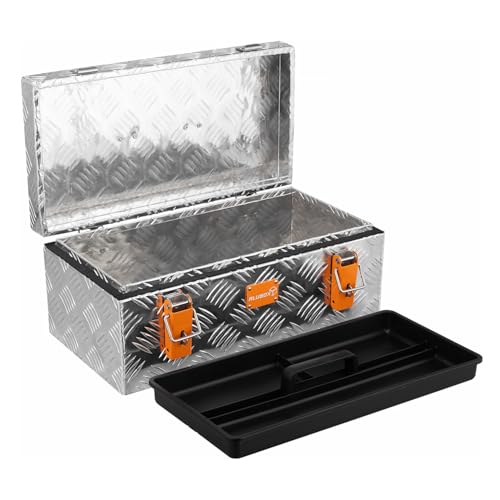 Alubox Werkzeugkiste 1,5mm Stärke - XL Werkzeugtruhe mit Einsatz - 51 x 29 x 23,5 cm - 27 Liter - abschließbar