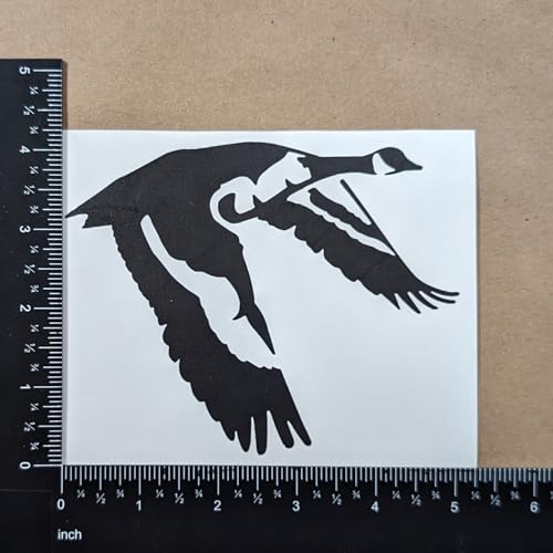 Image of Goose Decal 4 Pack: Detailed Goose Flying, Waterfowl Geese Flying V Formation, Canadian Geese Landing, Goose Flapping Wings (Black, Large ~5 inch)