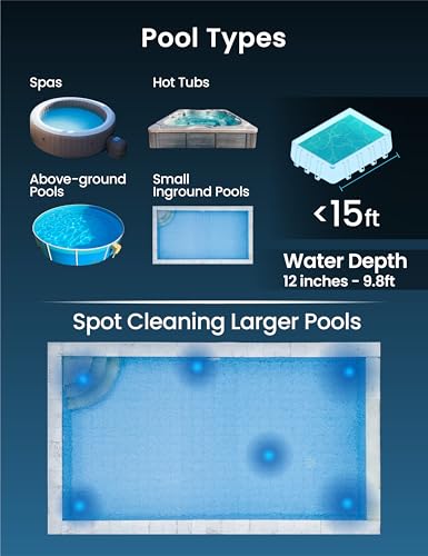 Image of KOKIDO Cordless Handheld Pool Vacuum for Above Ground Pool, with 6ft Pole and 2 Vac Brush Heads, Ideal for Spot Cleaning Small Inground Pool Spa up to 20ft, Rechargeable, 60min, Sand and Light Debris
