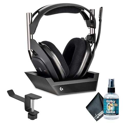 Logitech G Astro A50 X Omni-Platform Wireless Gaming Headset + Base Station Bundle Including: Headphone Holder, Headphone Cleaning Kit