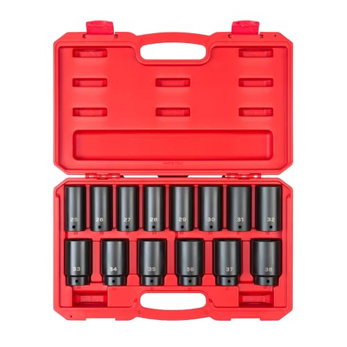 TEKTON 1/2 Inch Drive Deep 6-Point Impact Socket Set with Case,...