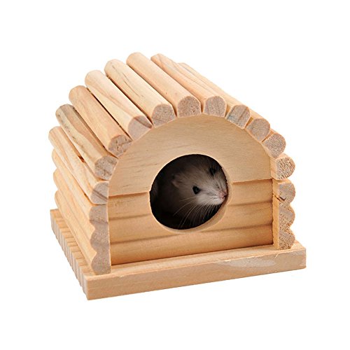 joizo Hamster Casa de Madera, Lindo abovedado abovedado escondite de Techo de Madera, Casa de hámster