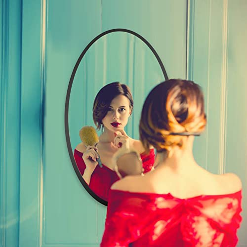 Prohomeware Bathroom Mirrors For Wall,20" X 28"Black Vanity,Wall-Mounted Oval Mirror,Metal Frame Oval, Entryway Living Room Bedroom #TOP4