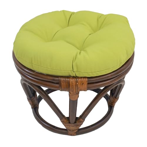 Image of Blazing Needles Solid Twill Round Footstool Cushion, 18 inch, Mojito Lime